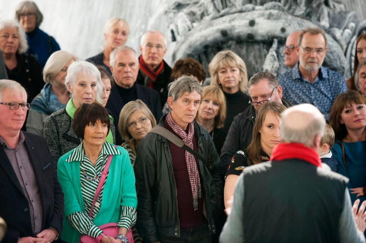Visitors attending a talk at the Glynn Vivian Art Gallery