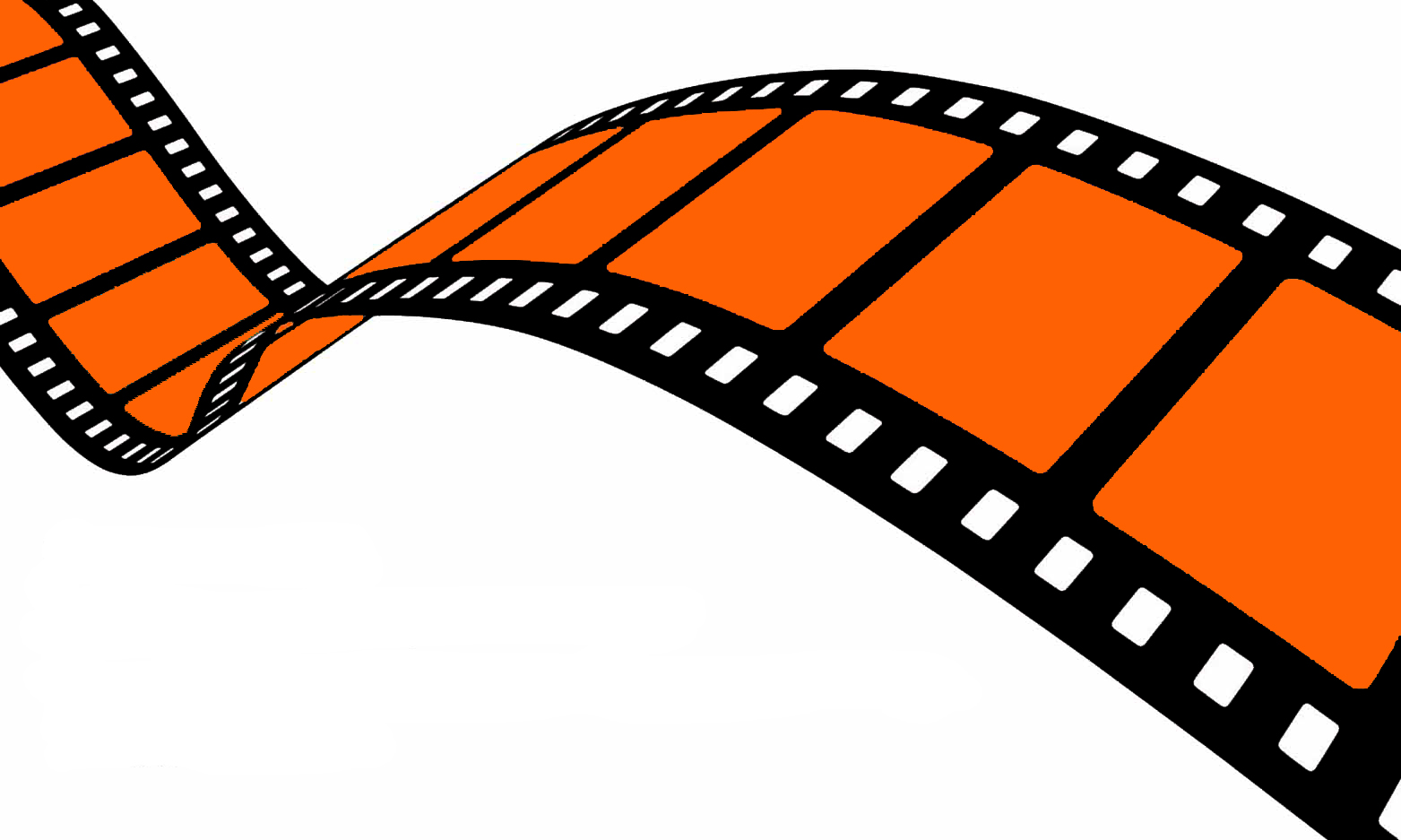 Image of a film real in black and range on a white background.
